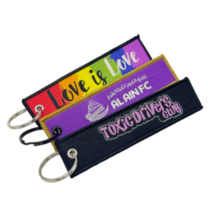 Porte-clés personnalisé en tissu tissé durable avec <span class=keywords><strong>logo</strong></span> brodé, design libre et personnalisable, vente en gros - Product Image 5