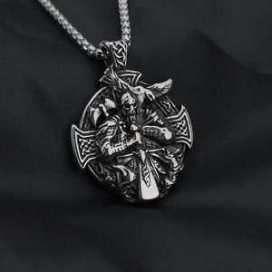 Vintage Nordic Style Men's Stainless Steel Viking Odin Pendant Necklace <b>Cross</b> Charm Gift - Product Image 1