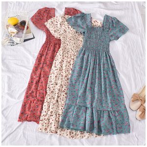 Modisches Langes Damen-Freizeitkleid im Hemdblusenstil mit Blumenmuster und Kurzen Ärmeln - Product Image 2