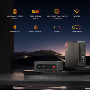 Bosgame P4 Mini PC AMD Ryzen <span class=keywords><strong>7</strong></span> 5700u DDR4 PCIe SSD Dual Lan 2.5g & Wi-Fi 6E & bt5.2 4k Ba hiển thị - Product Image 3