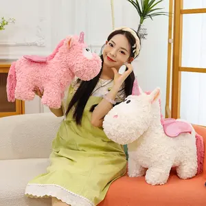 Jouets en peluche en gros, nouvelle peluche licorne étoile jumelle, jouet en peluche en coton pp, grands yeux, cœur d'amour, ailes arc-en-ciel pour poupée, adorable pégase - Product Image 3