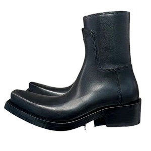 Bottes courtes unisexes en cuir à talon carré épais et semelle épaisse pour homme et femme, tendance mode, vente en gros - Product Image 4