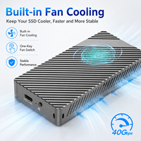 Enclosure Thunderbolt 3 USB4 M.2 NVMe SATA Tanpa Alat 40Gbps dengan Pendingin Kipas HL7440+RTL9210 Mendukung SSD 8TB TB063