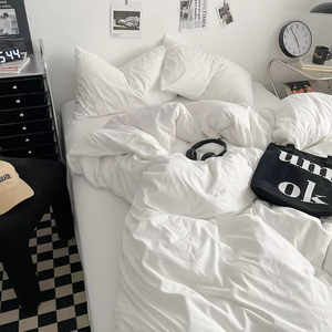 Set di biancheria da letto di alta qualità <span class=keywords><strong>copripiumino</strong></span> tinta unita per ragazze ragazzi <span class=keywords><strong>singolo</strong></span> Full Size semplice copertura trapunta con federa foglio - Product Image 5