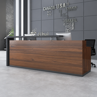 Bureau de réception rectangulaire moderne et simple avec trous de câblage pour bureau, hôtel, service, bar, mobilier commercial
