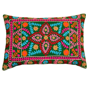 Nueva llegada de lujo indio bohemio 16X24 seda bordada almohadas punto decorativo fundas de almohada hogar Interior caja al por mayor - Product Image 1