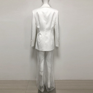 SR2463 Hochwertiges Luxus-Mode-Set: Einfarbiger <span class=keywords><strong>Blazer</strong></span> & Sexy Transparente Paillettenhose, Elegante Damenkleidung, Lässiges 2-Teiliges Ensemble - Product Image 6