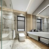 Meuble de salle de bain en contreplaqué de vanité d'usine en Chine avec lavabo en pierre de dalle de roche