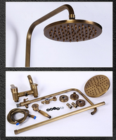 Mitigeur chaud/froid en métal avec barre coulissante, ensemble de douche monocommande en bronze antique