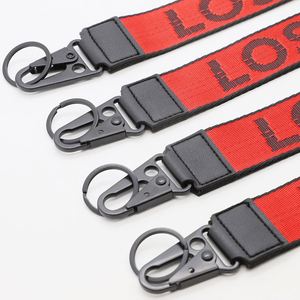 Wholesale Custom Jacquard Woven Short Lanyard Streetwear Keychain Lanyard with Metal Strong Carabiner - Product Image 2