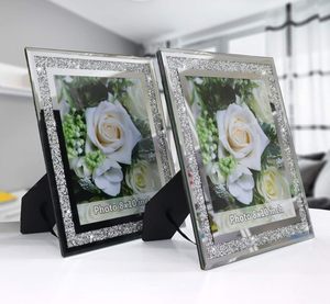 Fancy Bạc nghiền nát kim cương 8x10 pha lê kính khung ảnh - Product Image 2