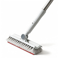 Brosse de sol en PP double face en forme de V avec grattoir, tête rotative, manche long, outil de nettoyage pour les coins et les interstices de la salle de bain