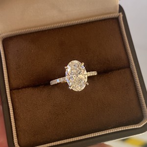 Bagues de luxe pour femmes, bijoux en <span class=keywords><strong>or</strong></span> massif 14K 18K avec diamant de laboratoire taille ovale certifié IGI, pour occasions spéciales - Product Image 6