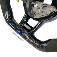 Blaues Geschmiedetes Carbon-Faser-LED-Sportlenkrad, Maßgefertigt für Perforierten MK6 GOLF JETTA Polo GTI GTI V