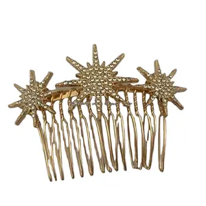 Nieuw Product Aanbeveling Fabriek Directe Verkoop Goud 47Mm Prinses Diamant Kam Bruid Haar Clip Versieren Haarspelden