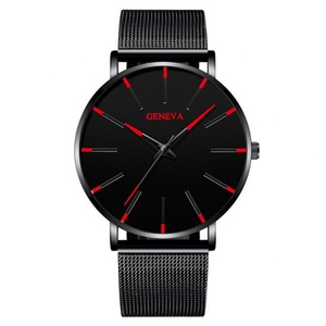 Montre pour homme ultra-fine avec bracelet en maille d'alliage, montre-bracelet à quartz simple, montre pour homme élégante et tendance, vente en gros - Product Image 3