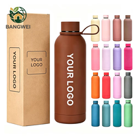 Botol Air Stainless Steel Berlapis Karet Anti Keringat Dengan Lapisan Karet, Vas Mulut Kecil Tinggi, Vas Mulut Bulat Kecil