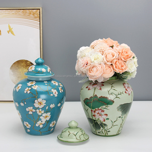 Théière en céramique chinoise J183/J182 avec peinture de lotus, en porcelaine verte de style Temple, pour la maison, également utilisable comme vase à gingembre - Product Image 3