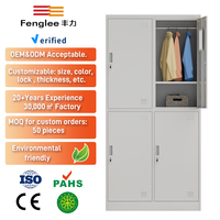 Armoire de rangement en acier à 4 compartiments OEM/ODM, casier de bureau en acier à 4 portes, armoire de rangement métallique durable pour salle du personnel, salle de sport, école