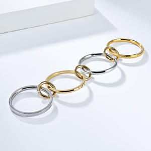 Diamond <b>Ring</b> Gold Plated Four Layer <b>Stacked</b> Geometric Design Women's Everyday Wear Jewelry - Product Image 3