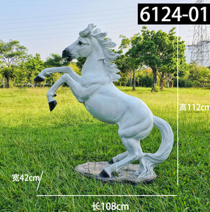Scultura di Cavallo Bianco Grande per Esterni, Statua di Cavallo in Fibra di Vetro, Decorazione per Zoo, Ornamento Personalizzabile in Dimensioni e Colore - Product Image 2