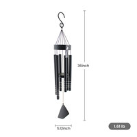 Carillons éoliens en aluminium de 36 pouces, couleur rouge/bleu/noir, découpe au laser, décoration, finition brillante imperméable, intérieur/extérieur, jardin