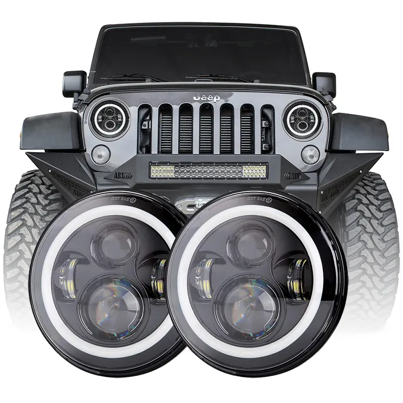 Phares pour Jeep Wrangler JK, feu avant Led, accessoires Halo pour Jeep Wrangler, JK Sport, illimité, 2007-2017