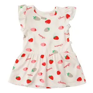 Meisjes Jurk Zomer Bamboe Katoenen Baby Meisje Vest Rok Sweet Flying Mouw Prinses Print Jurk