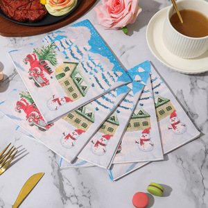 Christmas Printed Paper Napkins 330mm Square Food Grade Disposable Holiday Table Tissues - Product Image 3