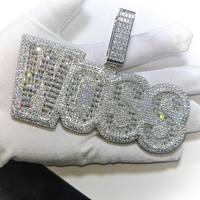 Bijoux fins personnalisés en moissanite couleur D, style hip-hop, testeur de diamant GRA, argent 925, pendentif en forme de lettre baguette pour homme