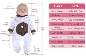 Muñecas Bebé <span class=keywords><strong>Reborn</strong></span> Realistas de 14 Pulgadas con <span class=keywords><strong>Ojos</strong></span> <span class=keywords><strong>Cerrados</strong></span> y Cuerpo Completo de Silicona - Product Image 3