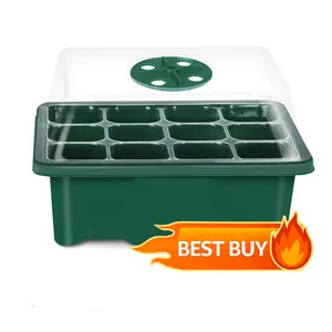 Hot Koop Zaad 6 / 12 Cellen Per Lade Kieming Groente Plant Plastic Lade Zaad Starten Cover Met Dome Zaad trays