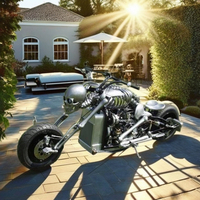 Décoration de jardin extérieur 304 Sculpture de moto en acier inoxydable avec vélo squelette de mort en fer