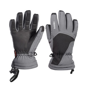 Guantes de esquí para niños, forro polar gris, impermeables, cálidos para invierno, equipo deportivo para exteriores, de 6 a 12 años - Product Image 1