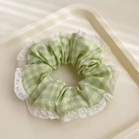 En gros : Bandeaux pour cheveux en tissu dentelle douce, Grands élastiques pour cheveux gaufrés, Élastiques pour cheveux colorés à carreaux de 8 cm, Imprimés vintage