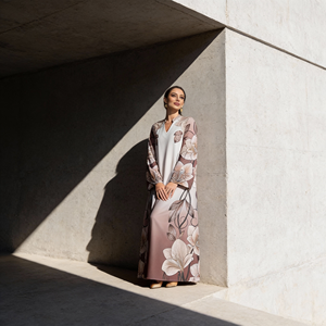 Abaya de Poliéster Estampada Premium para Mujeres Musulmanas, Vestido Elegante Personalizado para Fiestas y Eventos, Venta al por Mayor - Product Image 3