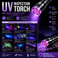 Linterna UV Forense al por Mayor, 365nm, Acero Inoxidable, 700 Lúmenes, Detector de Fluidos Corporales para Investigación de Escenas del Crimen, Alta Potencia, OEM