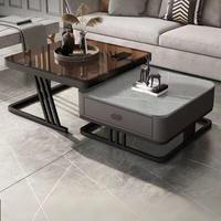Table Basse Carrée Multifonctionnelle Moderne en Promotion avec Base en Acier, Montage Facile, Stable, Tiroirs Intégrés, Idéale pour le Salon