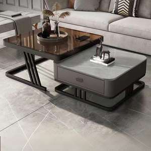 Mesas Nido Cuadradas Europeas en Oferta, Base de Acero, Fácil Montaje, <span class=keywords><strong>Mesa</strong></span> de Centro Estable con Cajones, Muebles de Acento para Sala de Estar - Product Image 4