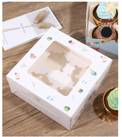Boîtes d'emballage carrées haut de gamme pour gâteaux, en papier kraft durable, auto-érectrices, avec pelliculage mat, logo personnalisé, pour aliments, impression offset, éponge
