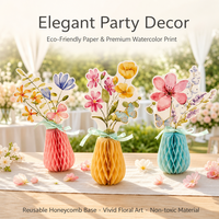 BBGS 9 pièces/ensemble Centres de table romantiques en papier nid d'abeille à thème fleurs sauvages pour anniversaire, mariage, baby shower, décorations de table sur le thème du printemps NOUVEAU