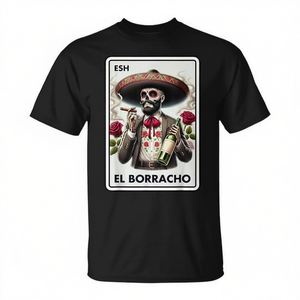 T-shirt El Borracho Mexican Bingo Card pour adulte unisexe noir - Product Image 2