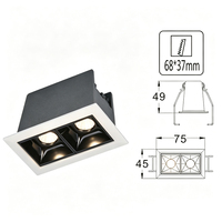 Spot encastré carré contemporain à double grille anti-éblouissement pour espaces intérieurs résidentiels et commerciaux