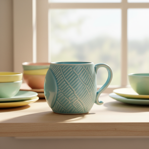 Tazas de Cerámica Personalizadas con Diseño en Relieve 3D, Color Azul Cielo, para Uso Diario en el Hogar y la Oficina - Product Image 6