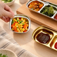 Assiette à sauce empilable en acier inoxydable 304 plaqué or pour camping, pique-nique et barbecue