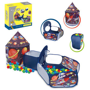 Tente Château 3-en-1 Pliable et Portable pour Enfants, Design Dinosaure, Espace et Licorne, avec Tunnel et Piscine à Balles, pour Intérieur et Extérieur - Product Image 2