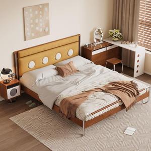 Bauhaus Series <b>Floating</b> Bed Kids' Bed Single Size Comfortable Vintage Style Polka Dot Upholstered Headboard - Product Image 3