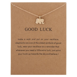 Collier Pendentif Éléphant Libellule Plaqué Or Tendance, Vente en Gros, <span class=keywords><strong>Bijoux</strong></span> Géométriques en Alliage avec Carte de Vœux Porte-Bonheur - Product Image 4