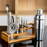 Ensemble d'outils de bar pour restaurant, accessoires à cocktails en acier inoxydable, ensemble de shaker à cocktails avec support, shaker à cocktails de 750 ml
