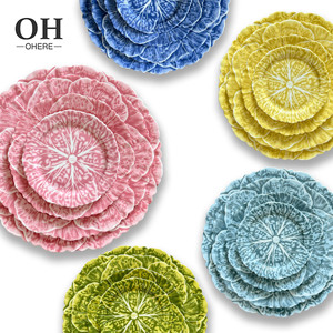 <span class=keywords><strong>Assiette</strong></span> <span class=keywords><strong>de</strong></span> présentation élégante en porcelaine rose à motif <span class=keywords><strong>de</strong></span> chou et <span class=keywords><strong>de</strong></span> <span class=keywords><strong>feuille</strong></span>, 4 tailles, pour cadeau - Product Image 4